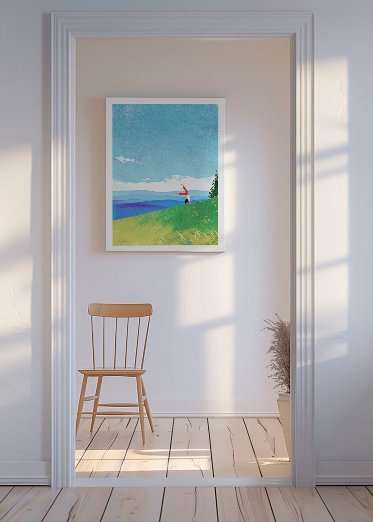 Landscape art with handstand on a hill – Canvas