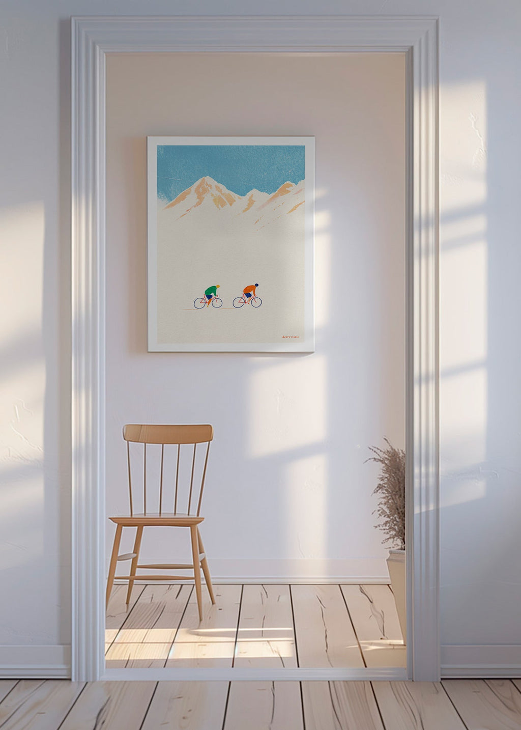 Sports art: mountain cyclists illustration – Canvas