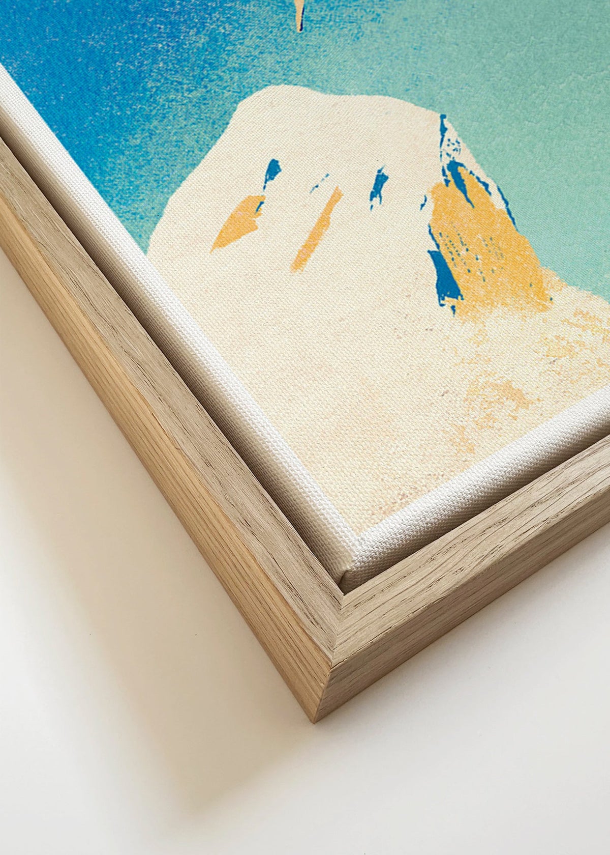 Illustration: cliff dive against an expansive blue sky – Canvas detail
