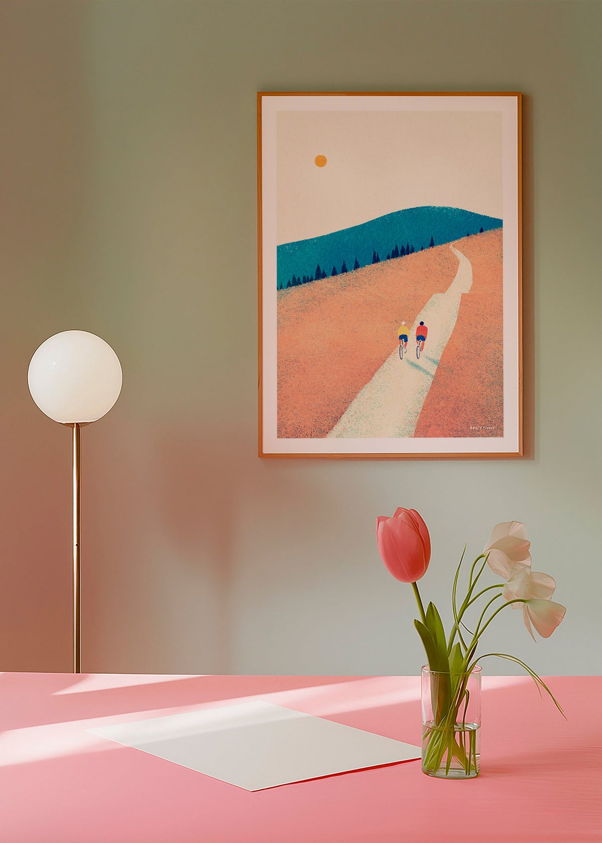 Sports art with two cyclists on a sunlit path – Product2