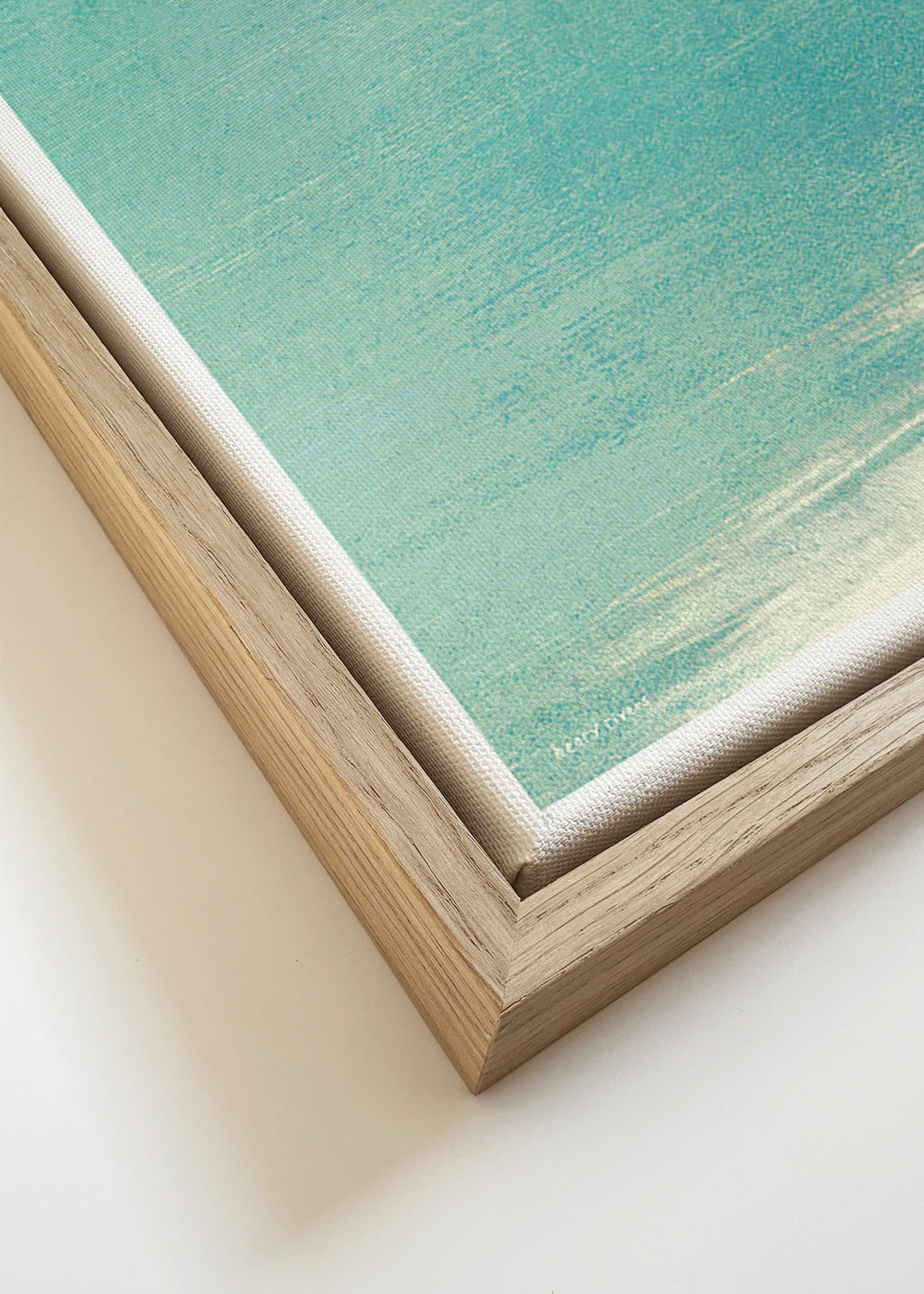Landscape art: lone bather on calm horizon – Canvas detail