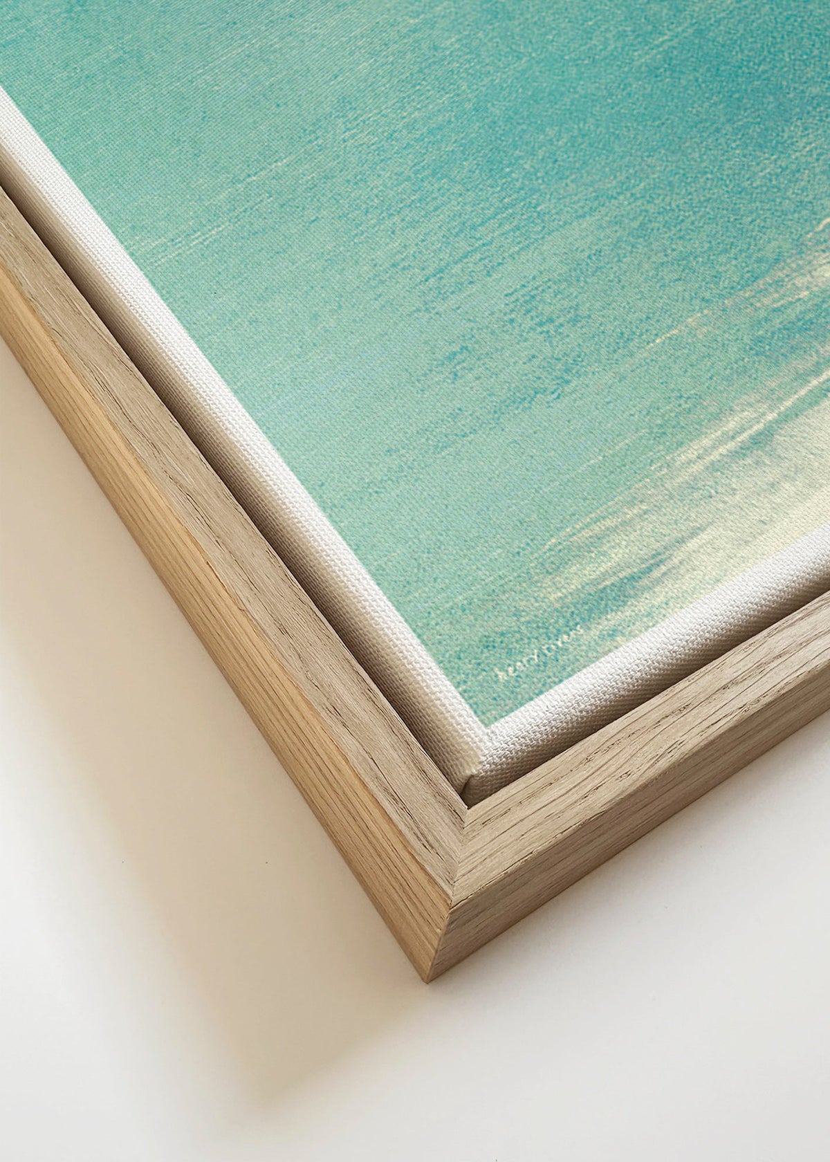 Landscape art: lone bather on calm horizon – Canvas detail