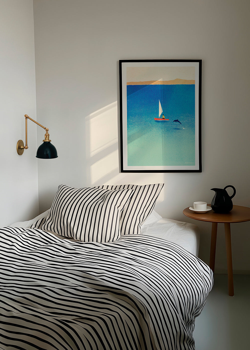 Artwork with dolphin and sailboat on blue sea – Product2