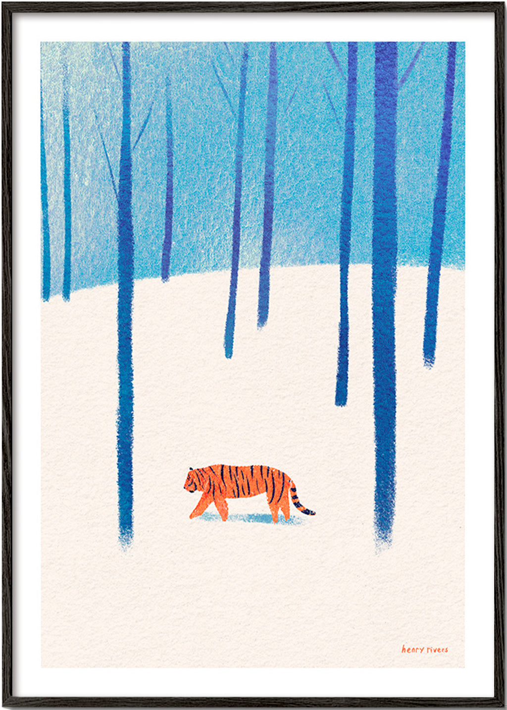 Artwork tiger in snow – Black Frame