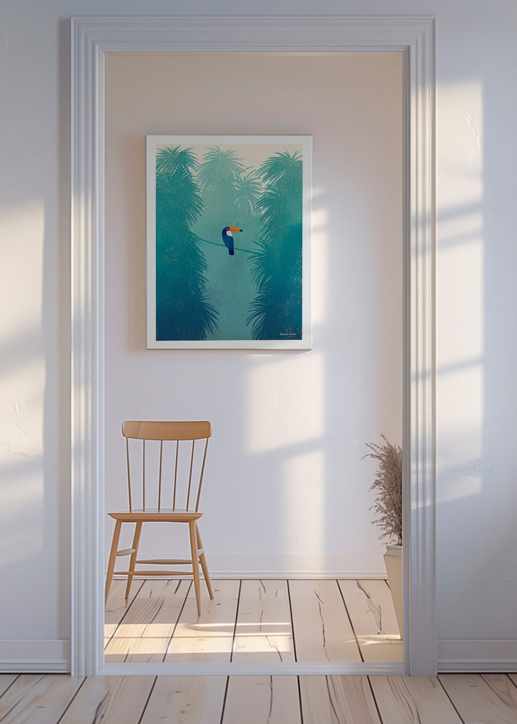 Toucan illustration on tropical perch – Canvas