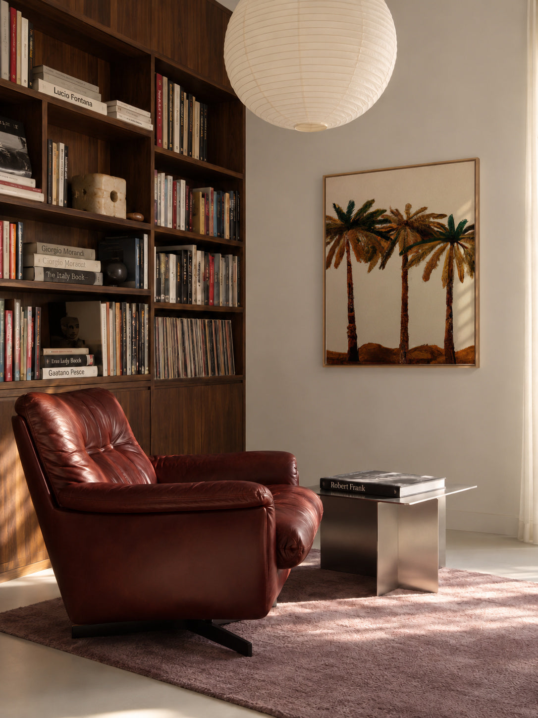 Palm trio - Framed canvas in an interior