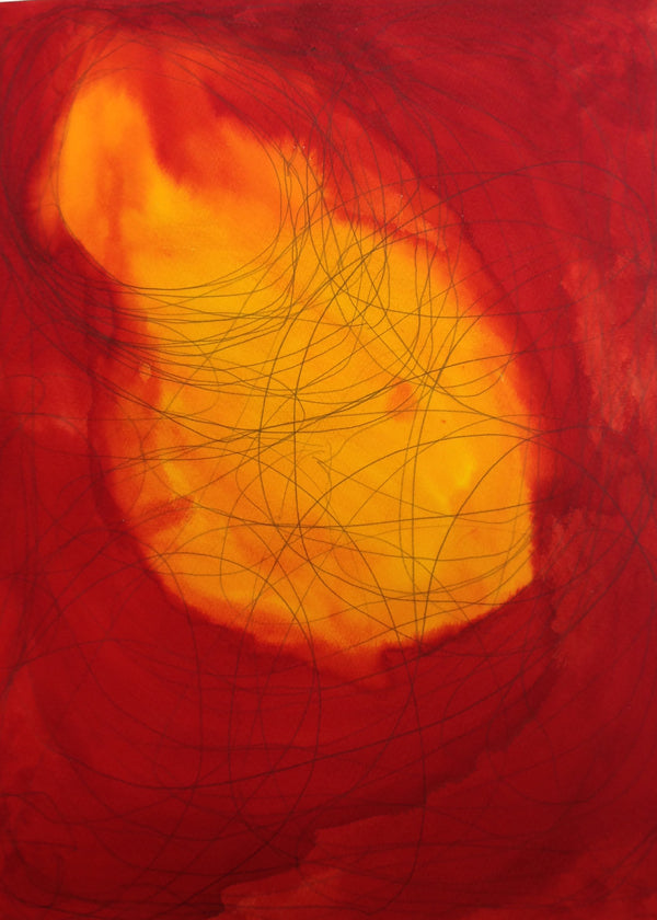 Abstract artwork in red and yellow