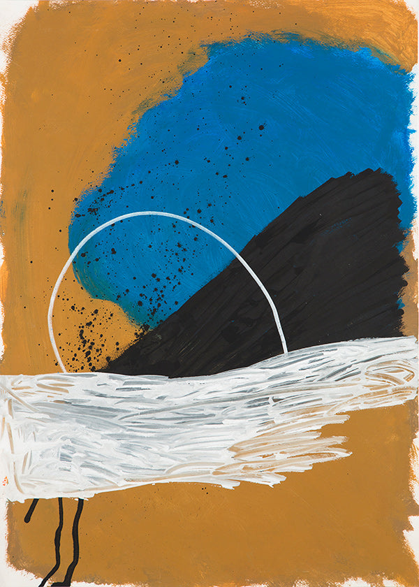 Abstract artwork arch over sea tones