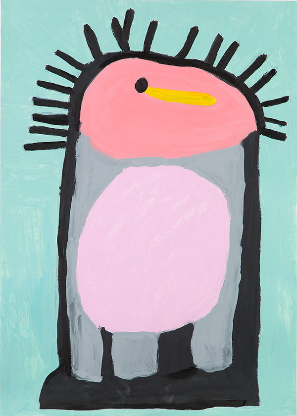 Kids print playful pink penguin
