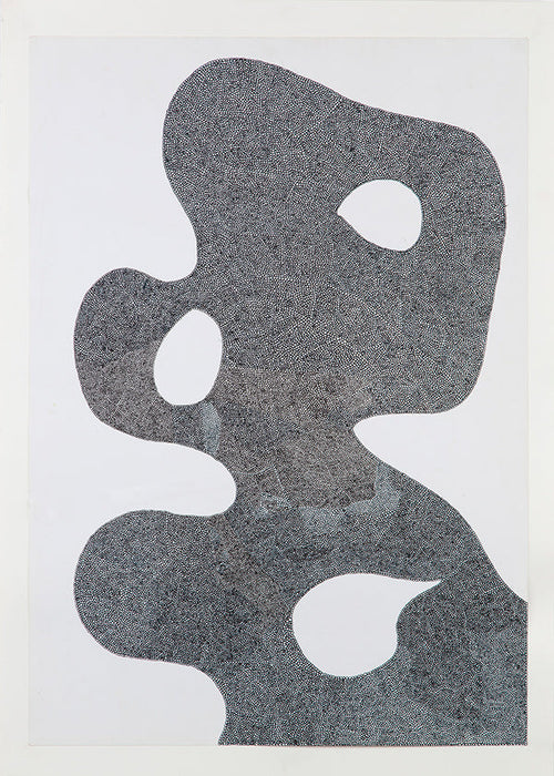 Dotted abstract artwork, large silhouette