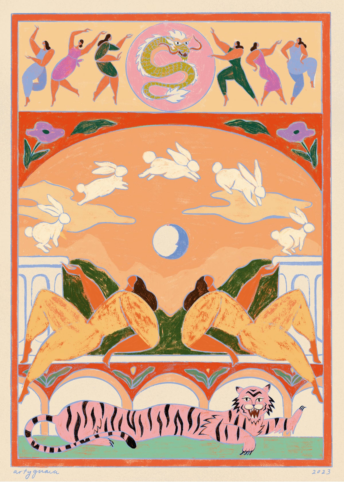 Rabbit Jumps Over the Moon - Unframed art print