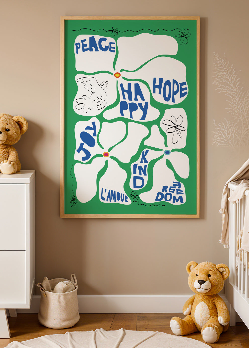 Flowers of the Tome - Green - Framed poster in an interior