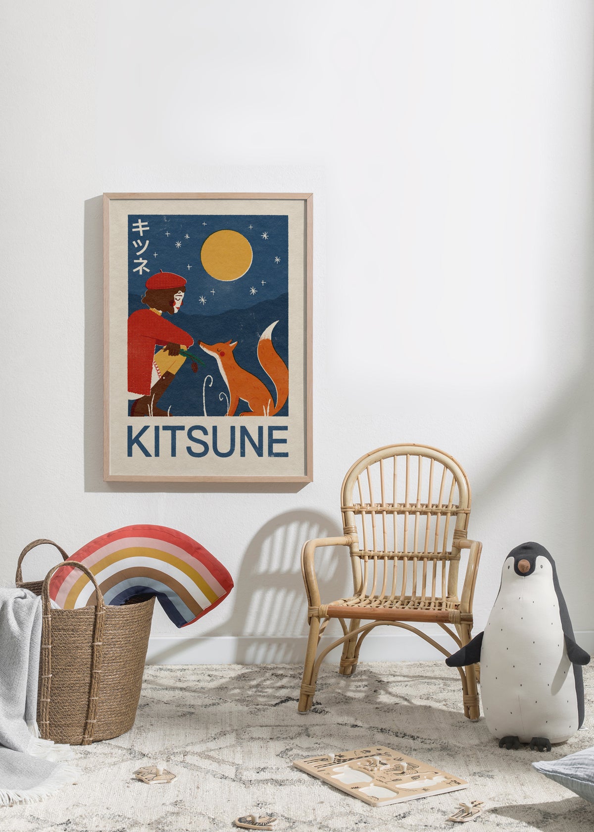 Kitsune Fox - Framed poster in an interior