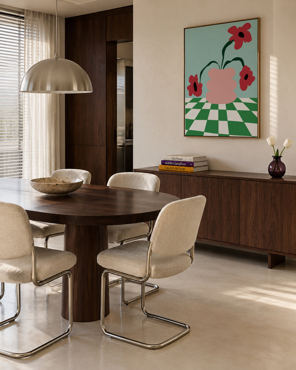Bold Clay Florals - Framed canvas in an interior