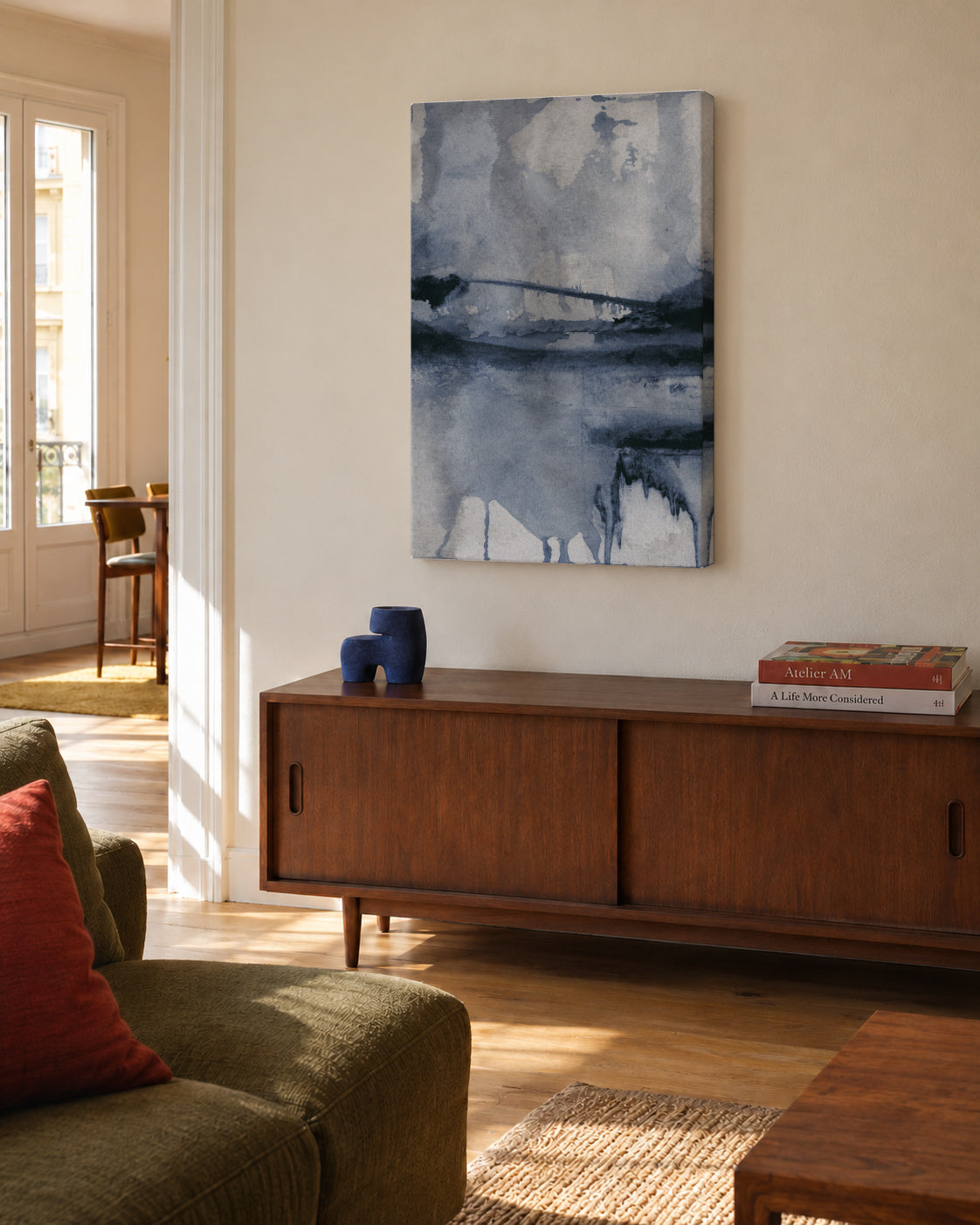 Blu 2 - Unframed canvas in an interior