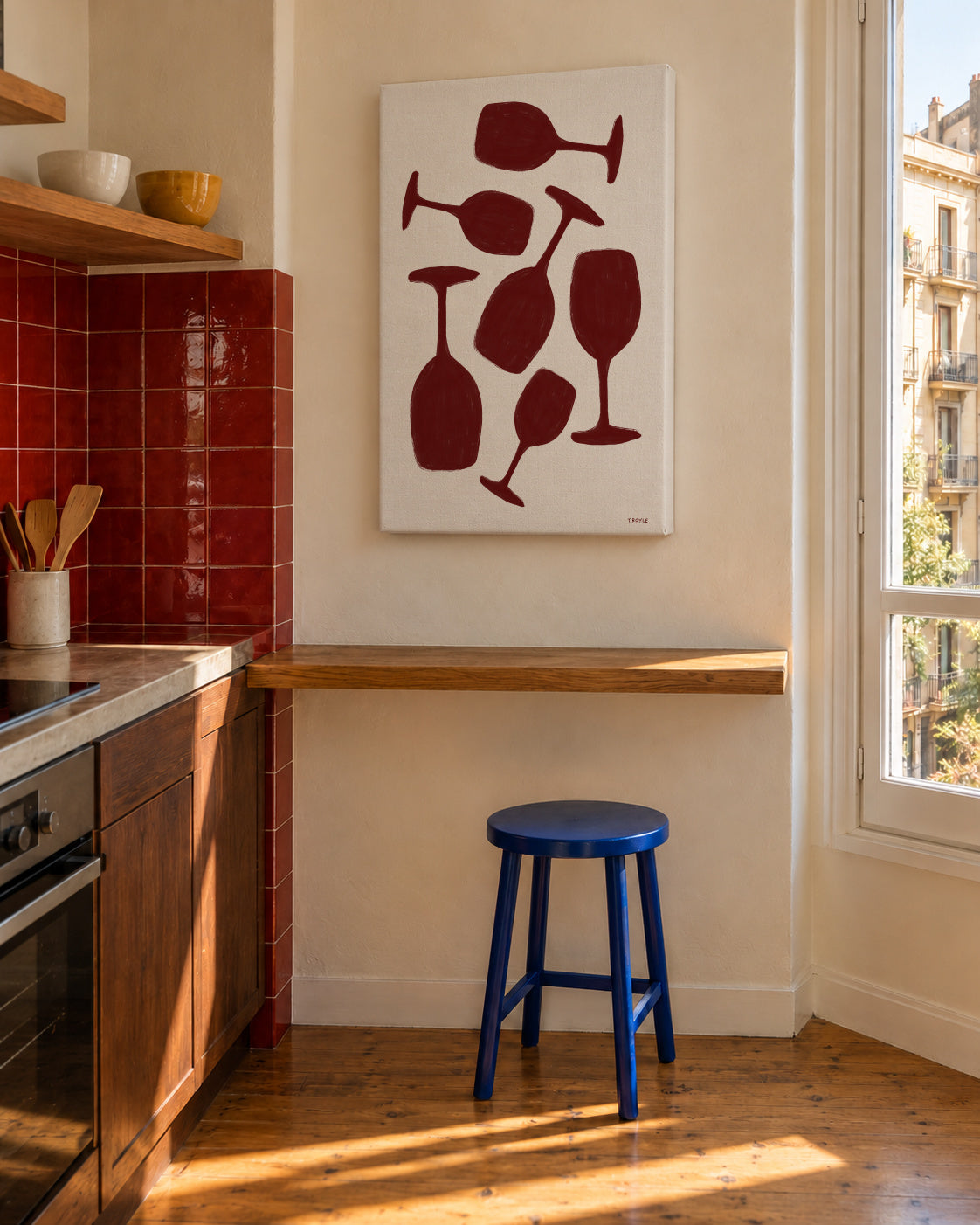 Wine not? - Unframed canvas in an interior