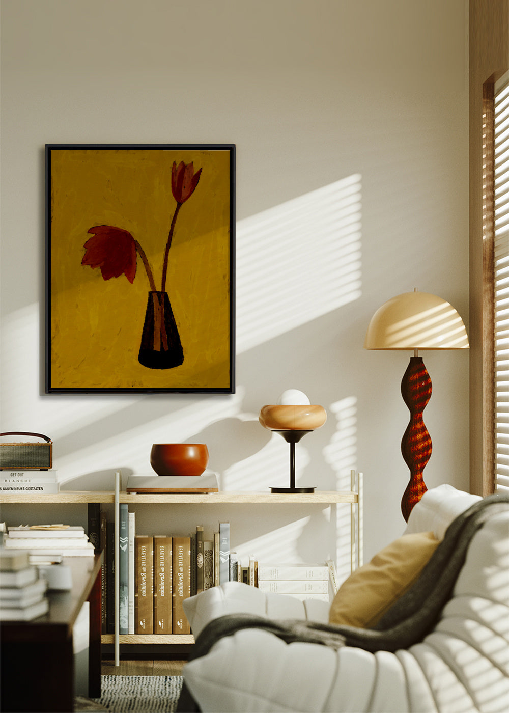 Delicate pair - Framed canvas in an interior