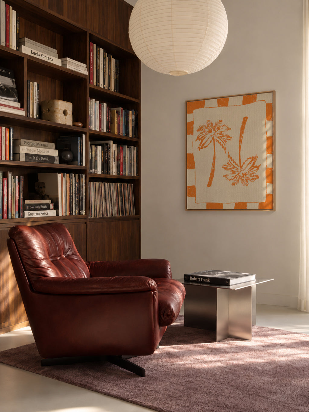 Palm paradise – Orange - Framed canvas in an interior