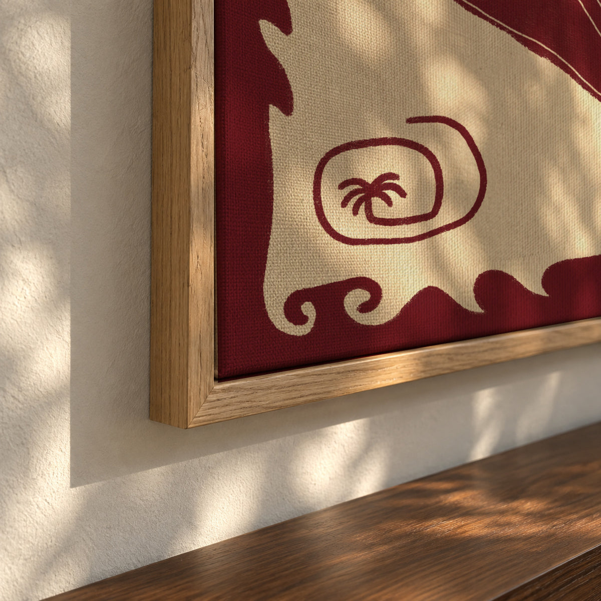 Red Seashell Stories - Framed canvas detail