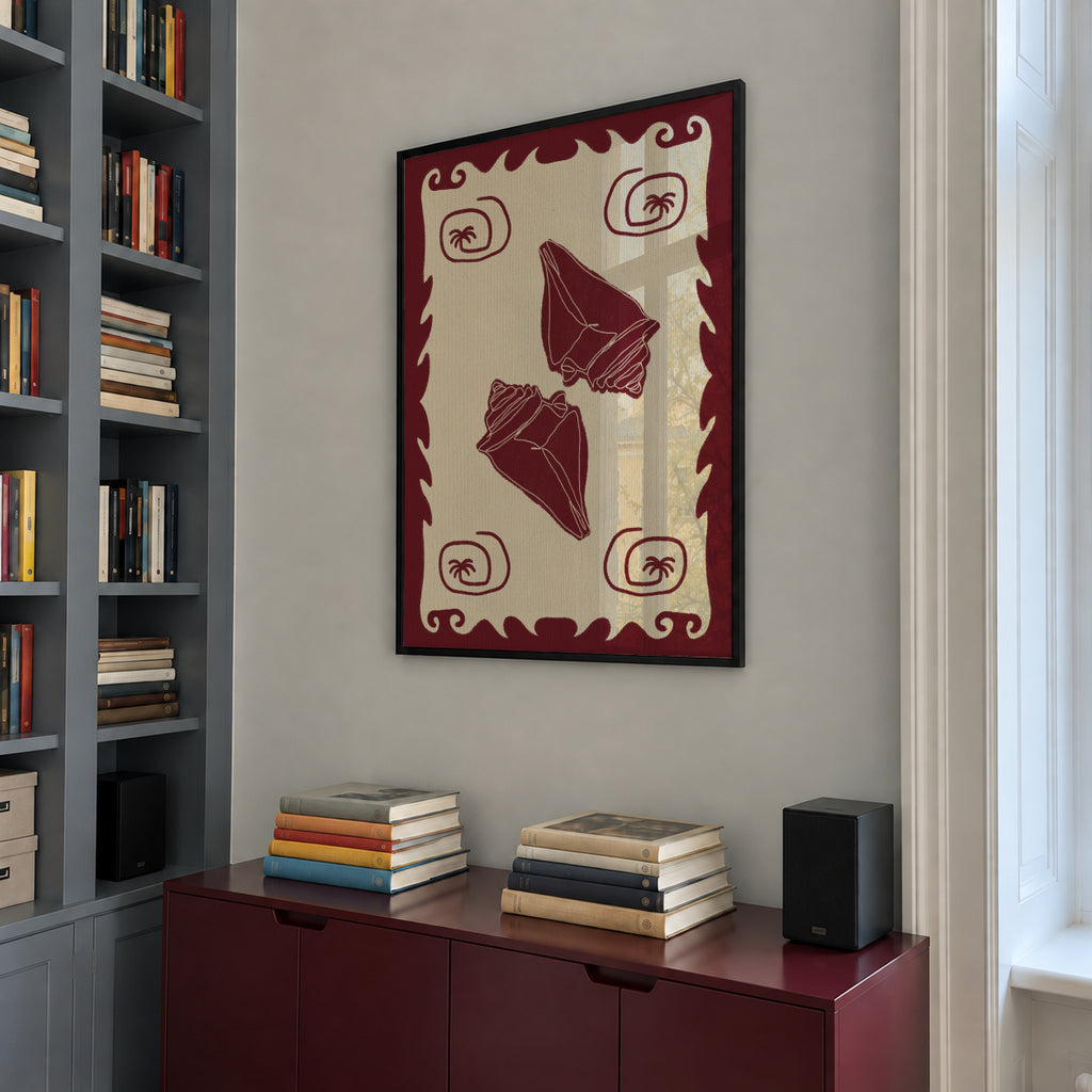 Red Seashell Stories - Framed poster in an interior