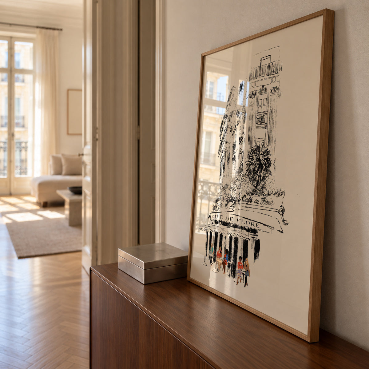 Café de Flore Paris - Framed poster in an interior