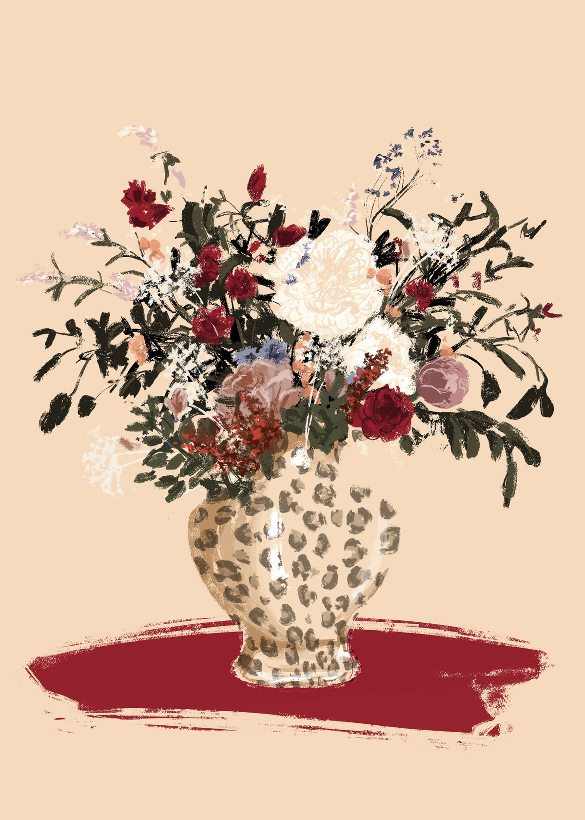 Flowers in a leopard vase - Unframed art print