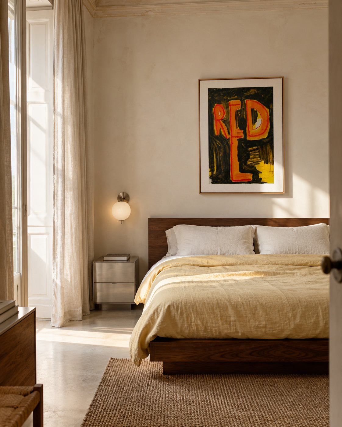 Red - Framed canvas in an interior