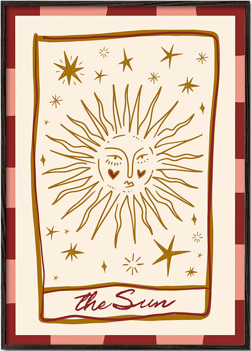 Sun illustration in vintage card style