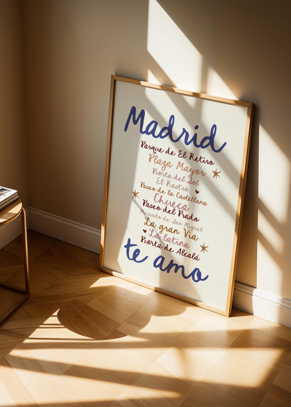 Madrid Te Amo - Framed poster in an interior