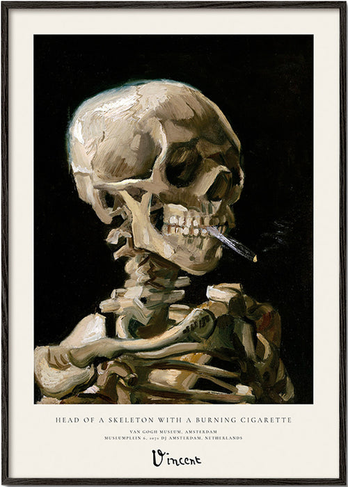 Vintage skull with burning cigarette