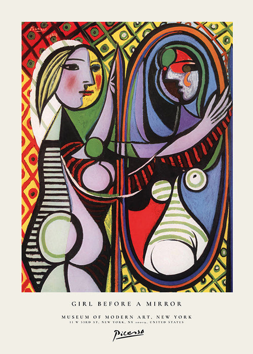 Abstract painting of a figure before a mirror