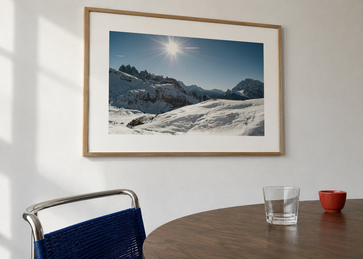 Alpine Sun - Framed poster in an interior
