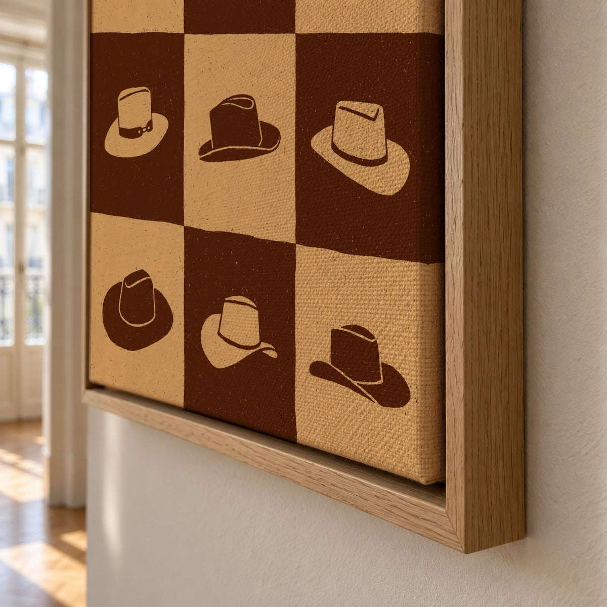 Cowboy Checkerboard - Framed canvas detail