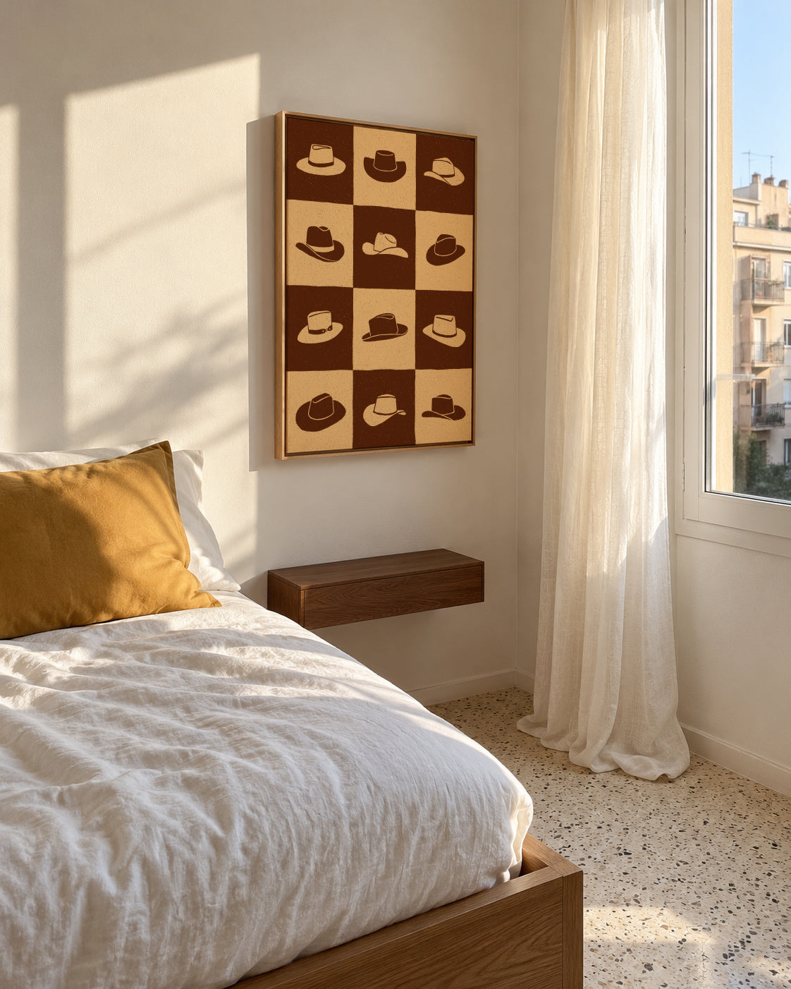 Cowboy Checkerboard - Framed canvas in an interior