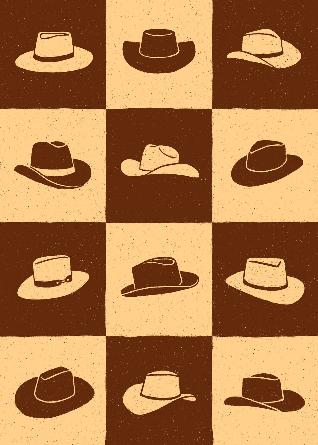 Cowboy Checkerboard - Unframed art print