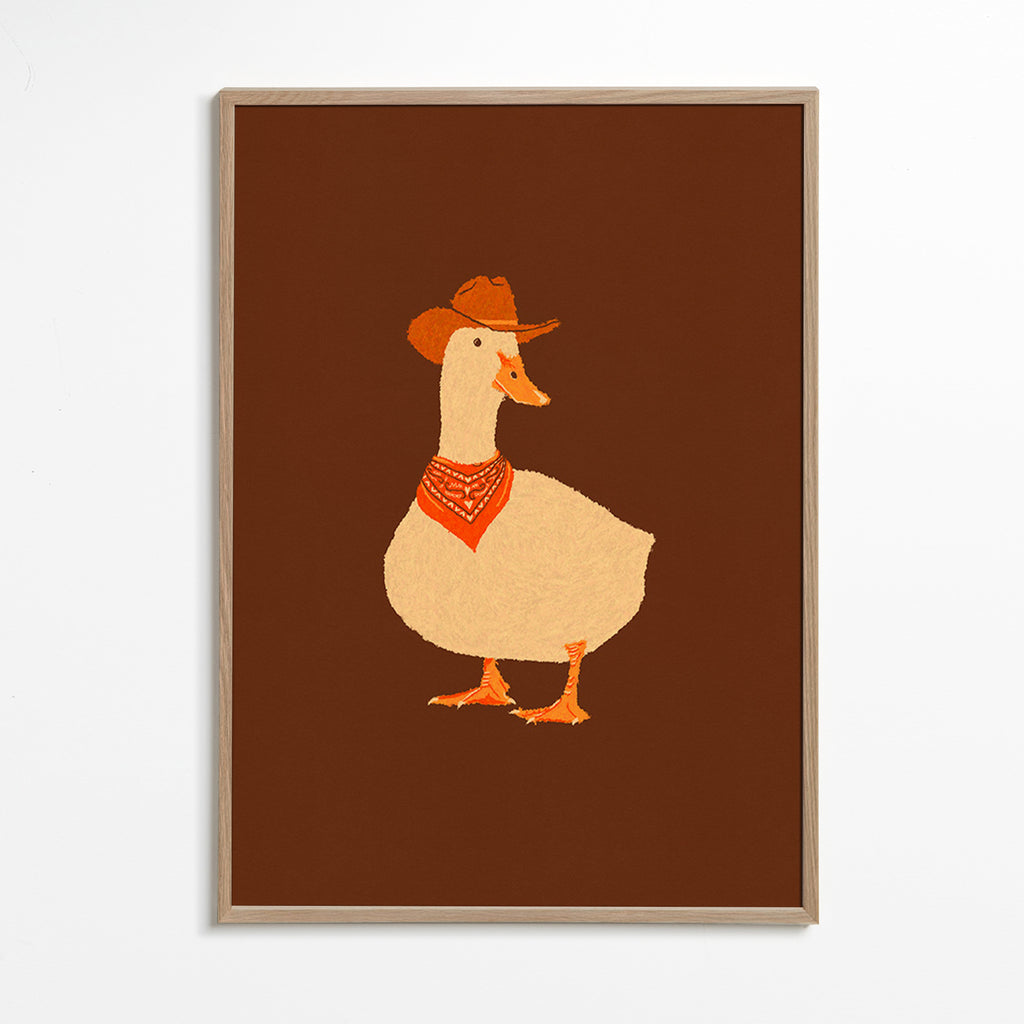 Cuadro pato vaquero ilustrado – Oak Frame