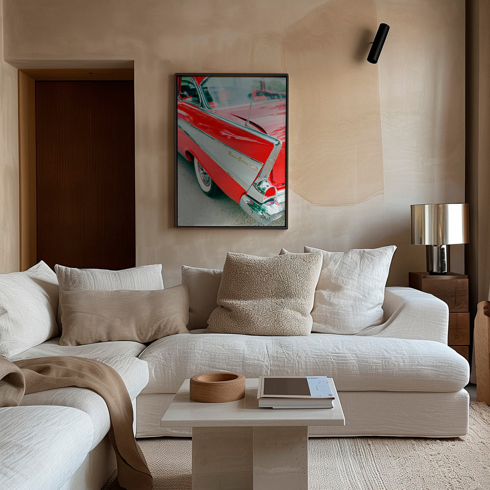 Cuadro vintage coche clásico rojo – Canvas2