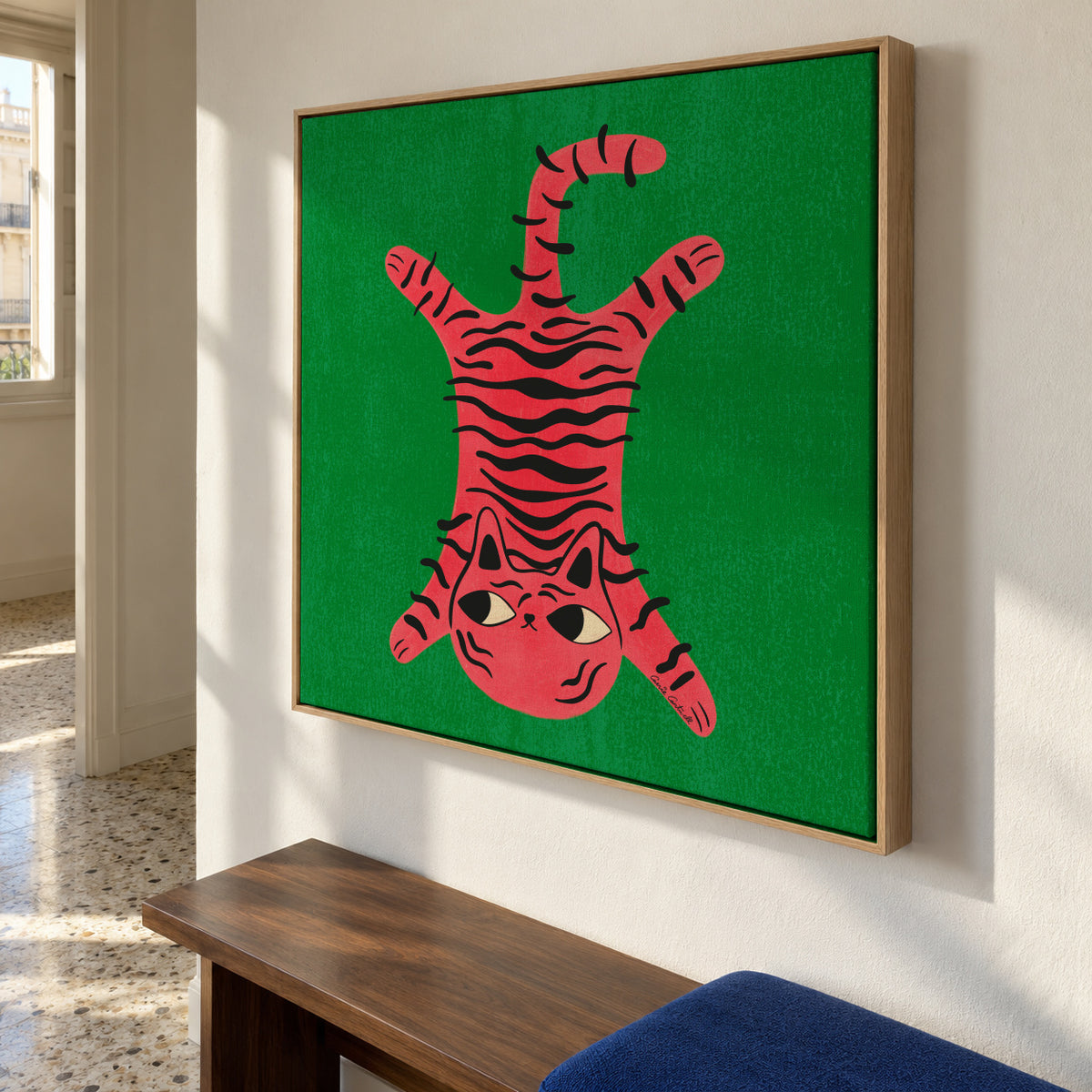 Cat Rug - Framed canvas in an interior