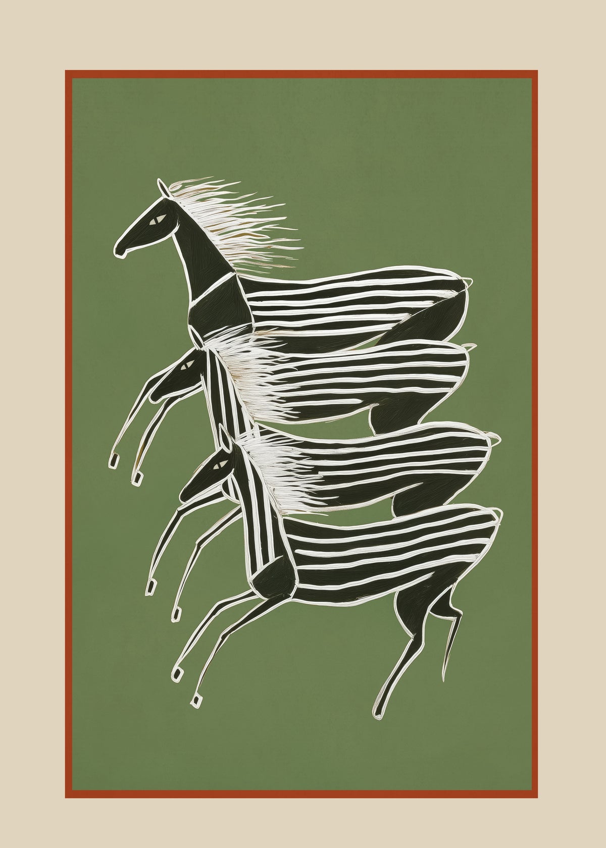 Horses In Stripes - Unframed art print