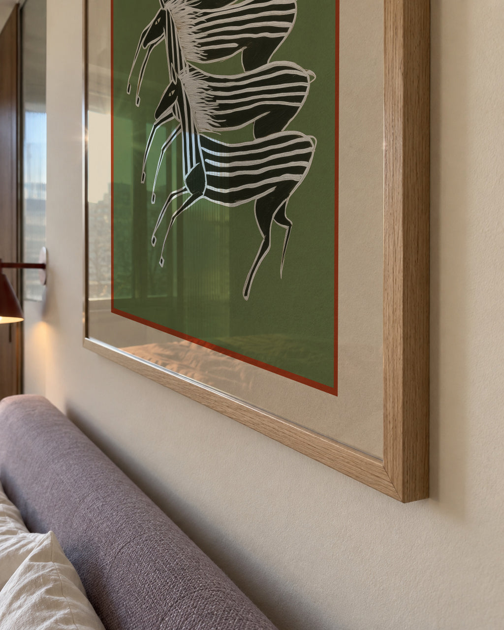 Horses In Stripes - Framed poster detail