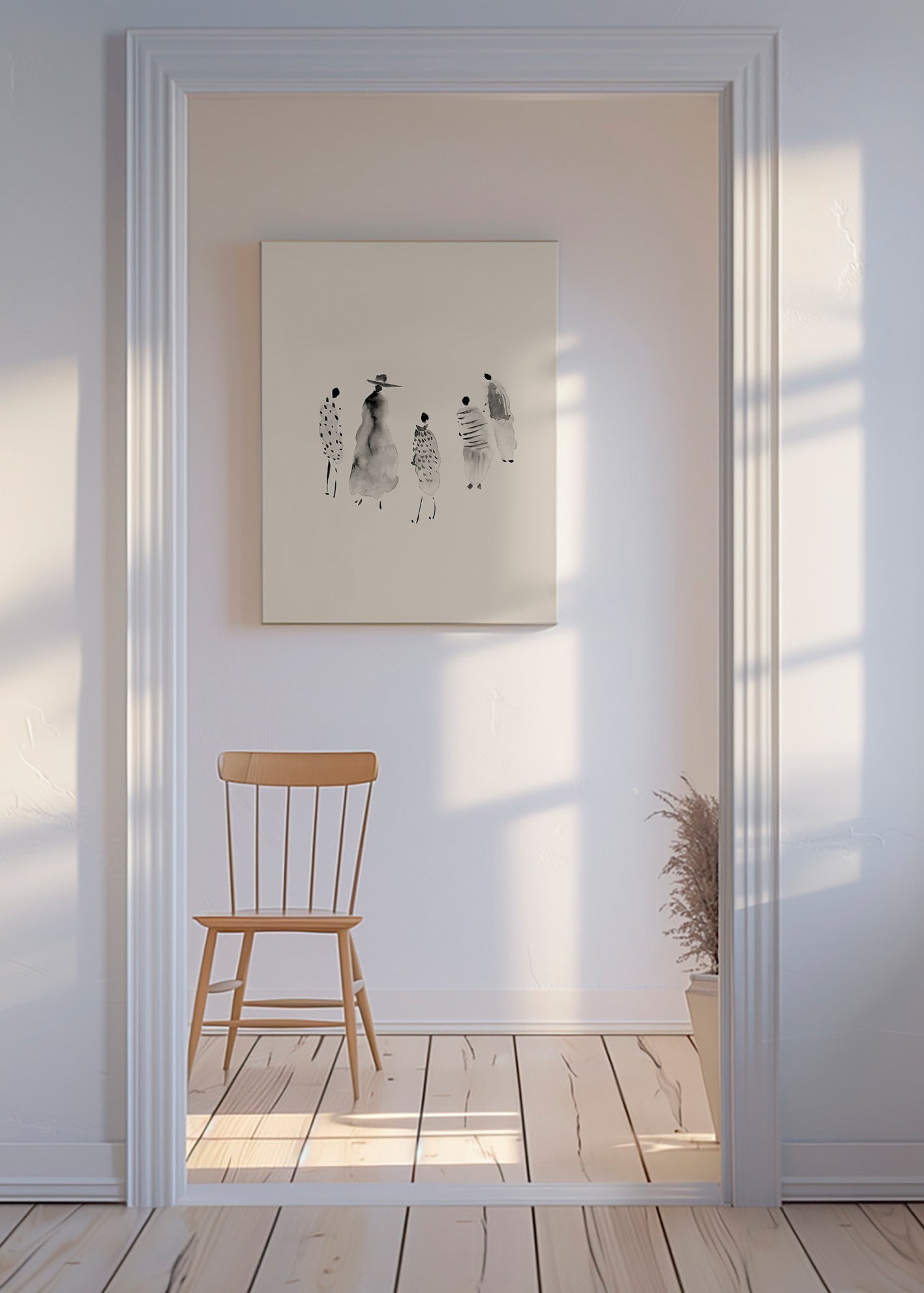 Ilustración de figuras en tinta minimalista – Canvas