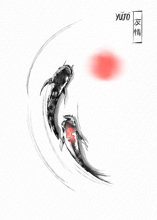 Ilustración koi japonesa minimalista