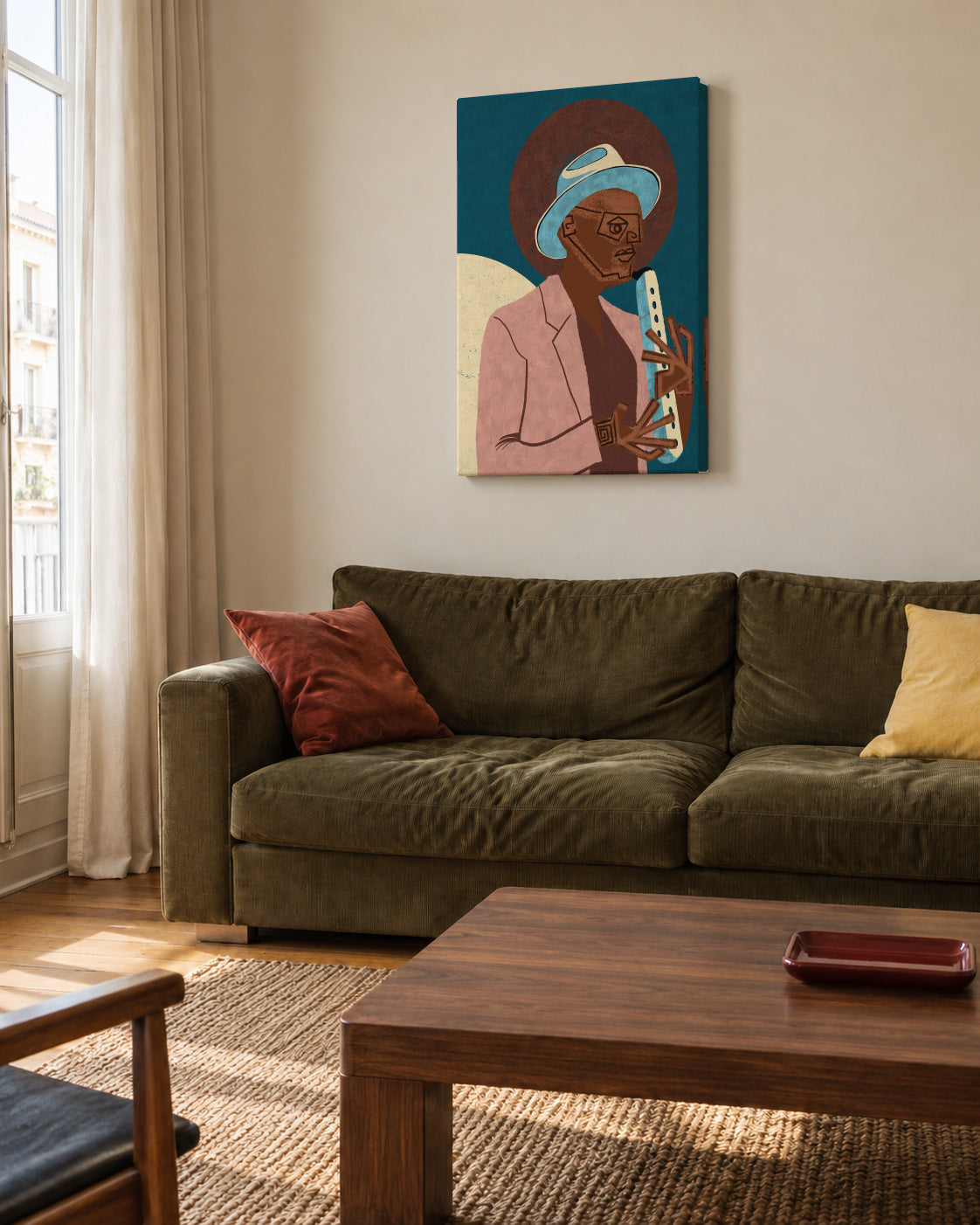 MUSICIAN GUY XIII - Unframed canvas in an interior
