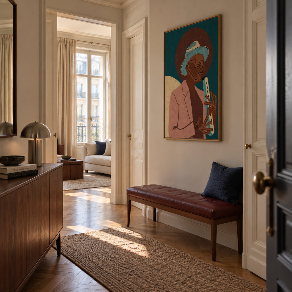 MUSICIAN GUY XIII - Framed canvas in an interior