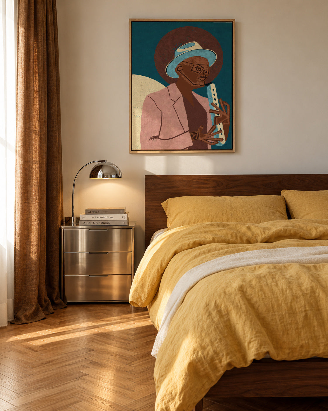 MUSICIAN GUY XIII - Framed canvas in an interior