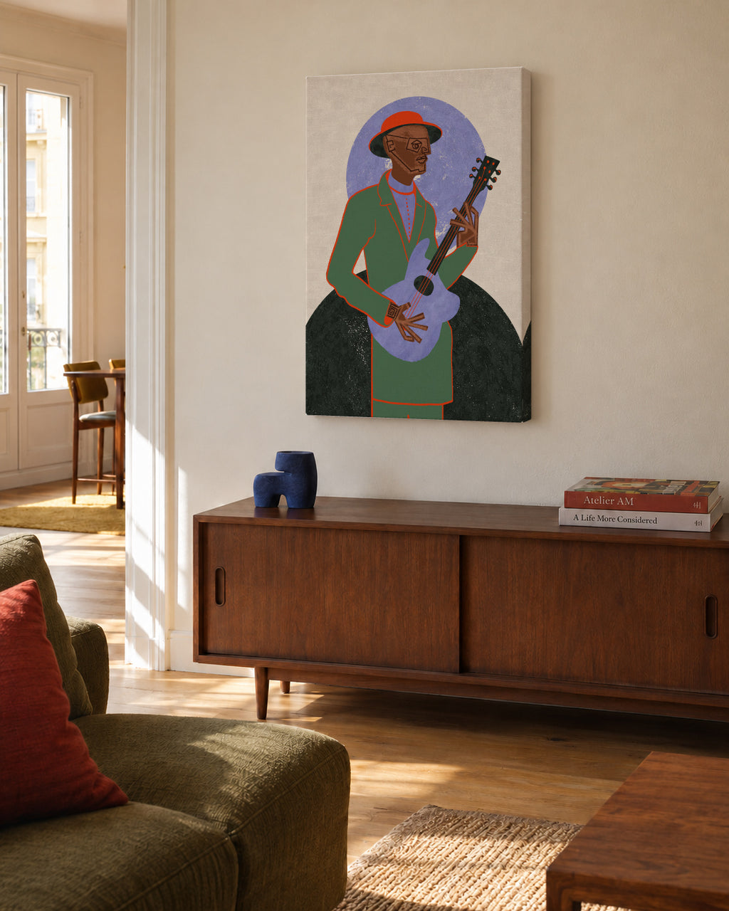 MUSICIAN GUY XII - Unframed canvas in an interior