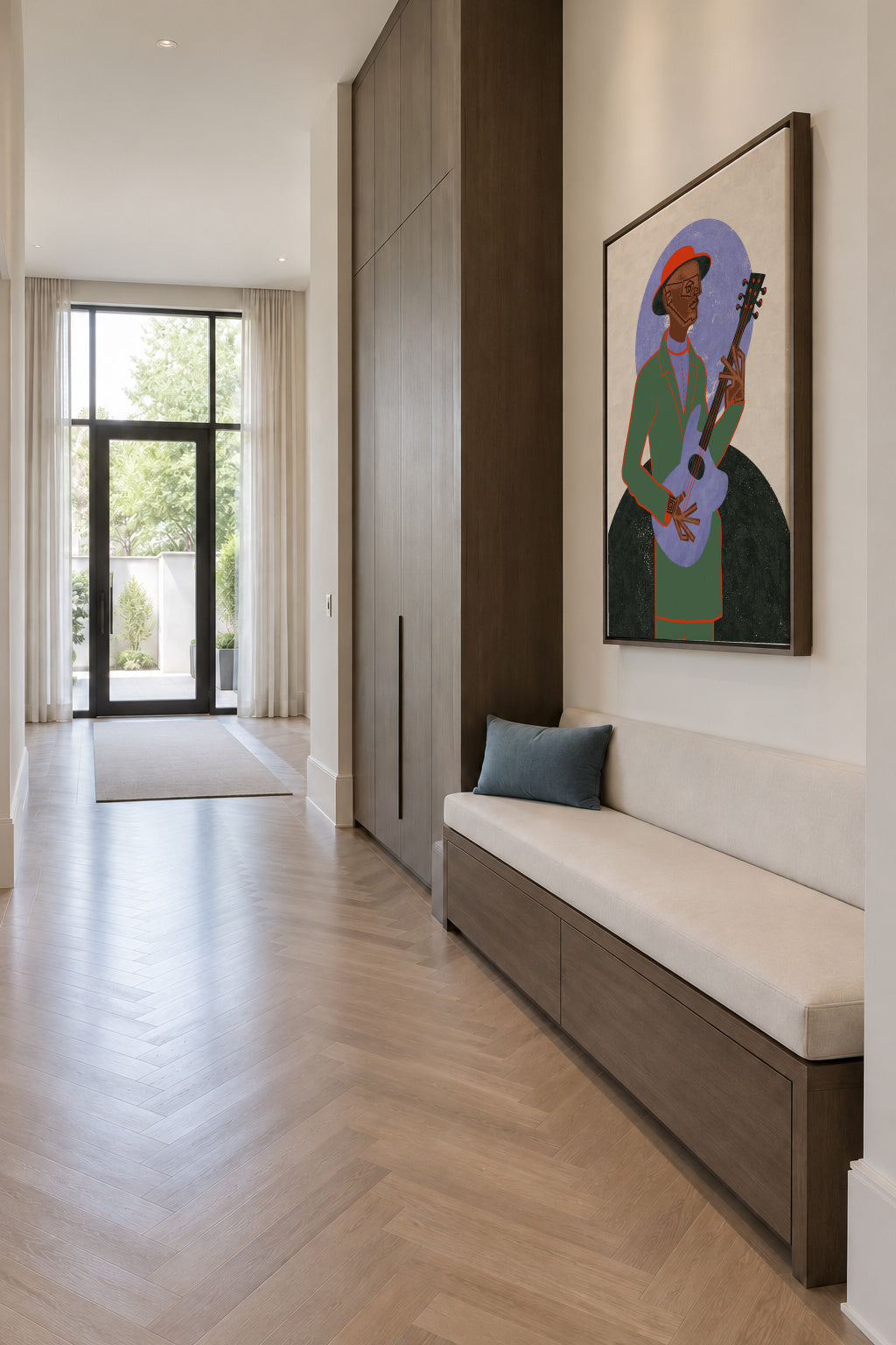 MUSICIAN GUY XII - Framed canvas in an interior