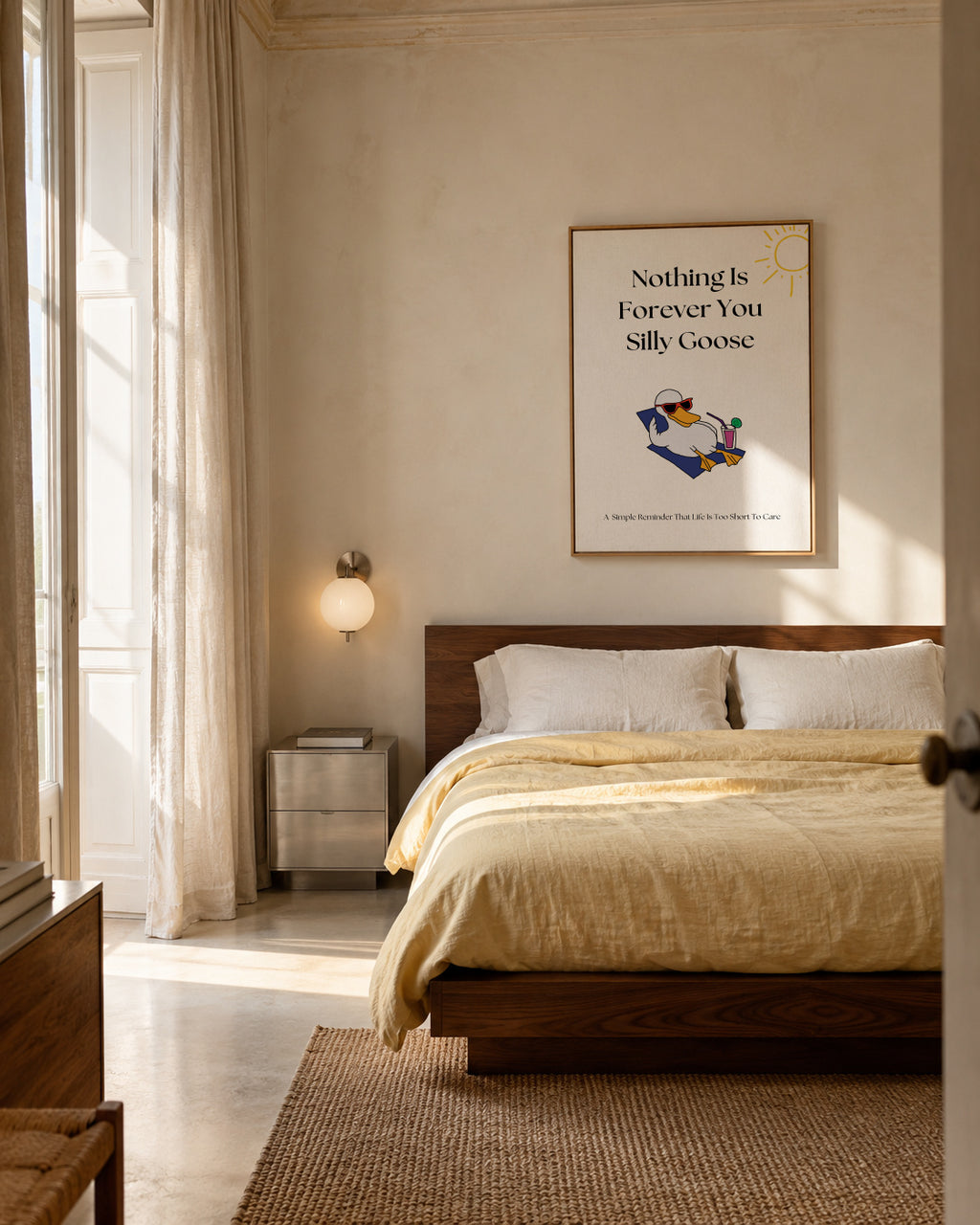 Relaxed Goose Vibes - Framed canvas in an interior