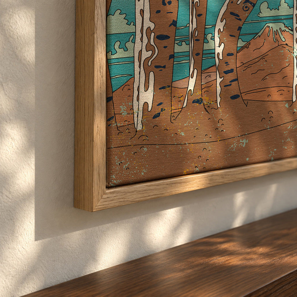 Japanese Birch Trees - Framed canvas detail