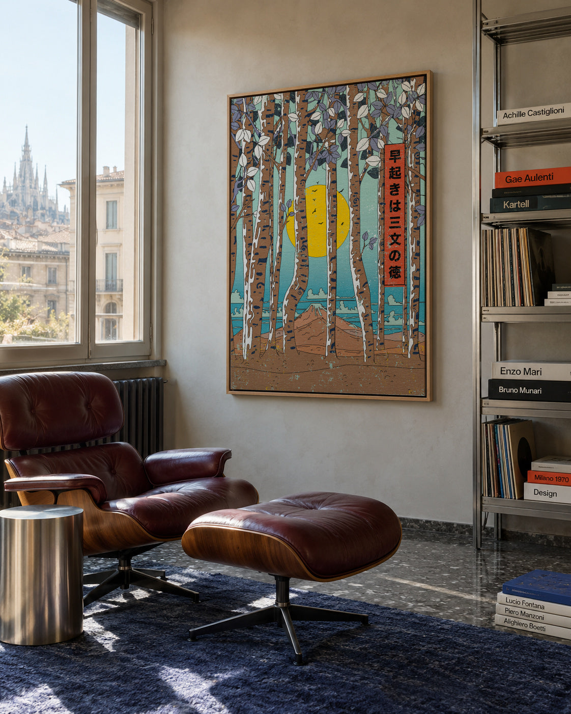 Japanese Birch Trees - Framed canvas in an interior